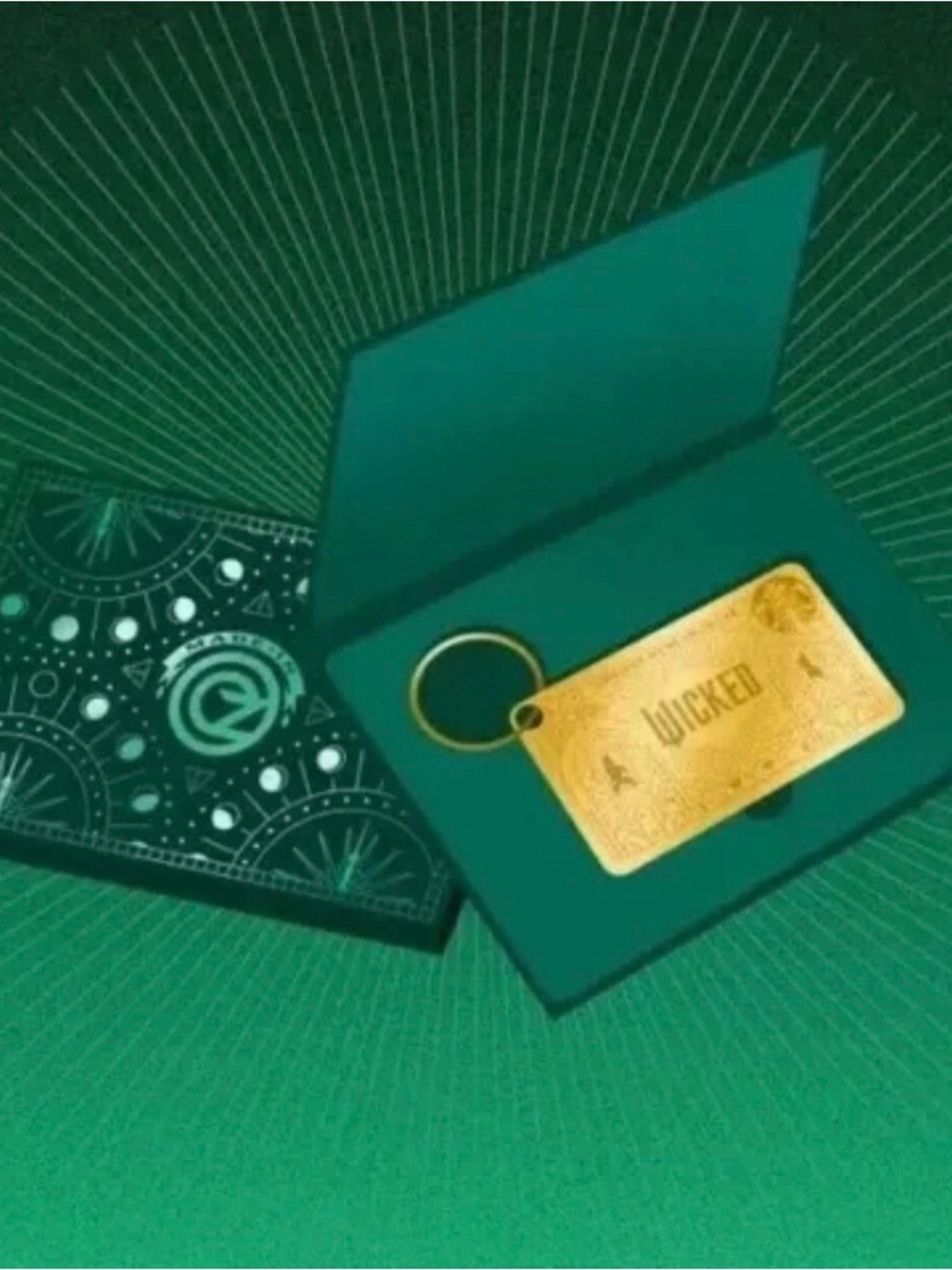 Limited Edition 2024 Starbucks Emerald City WICKED Gold Metal Gift Card Keychain